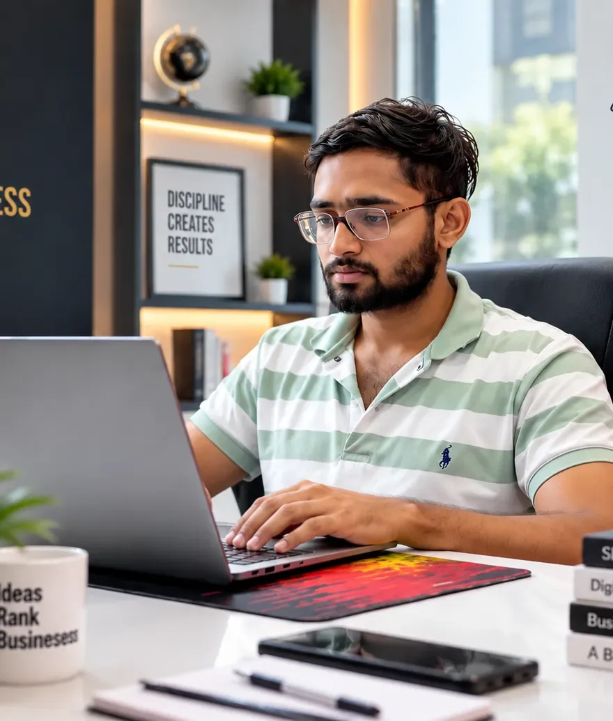 Aman Bishnoi working on Local SEO in Hisar, Haryana