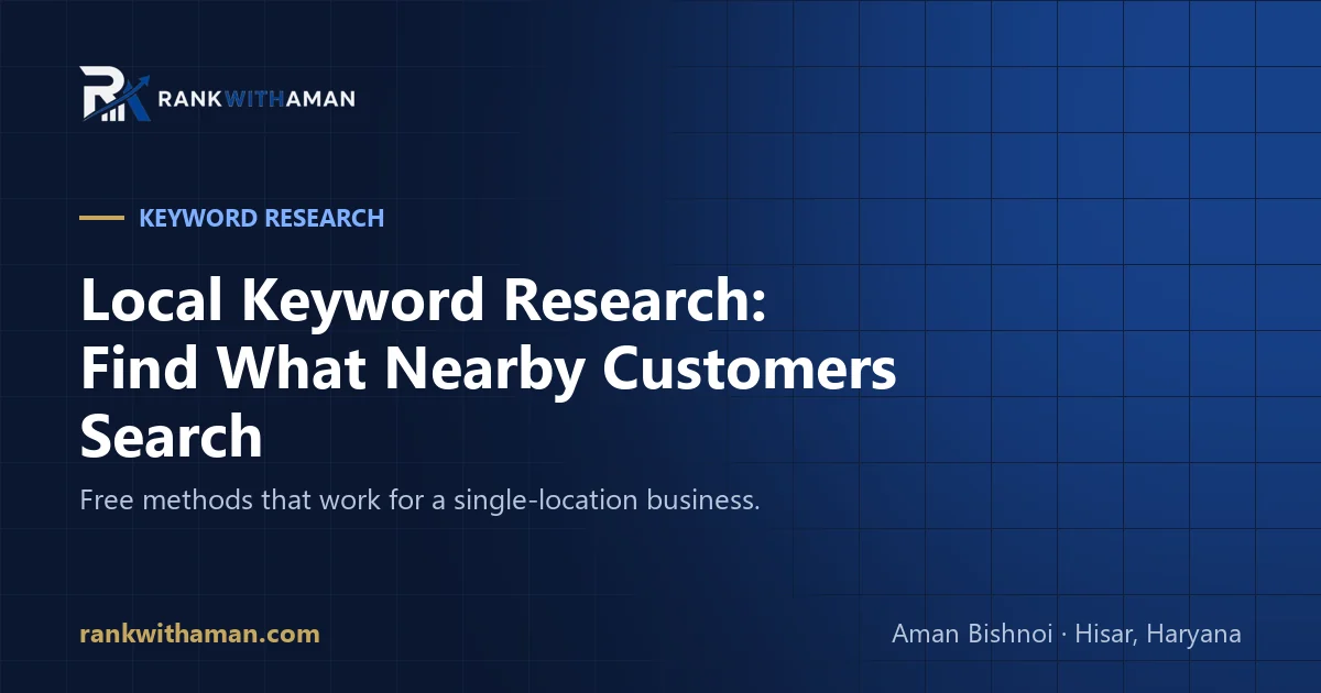 Cover graphic for the RankWithAman article "Local Keyword Research"