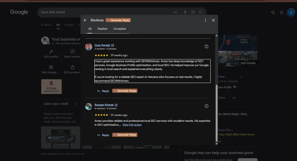 Screenshot of Gulu Pandat's Google review